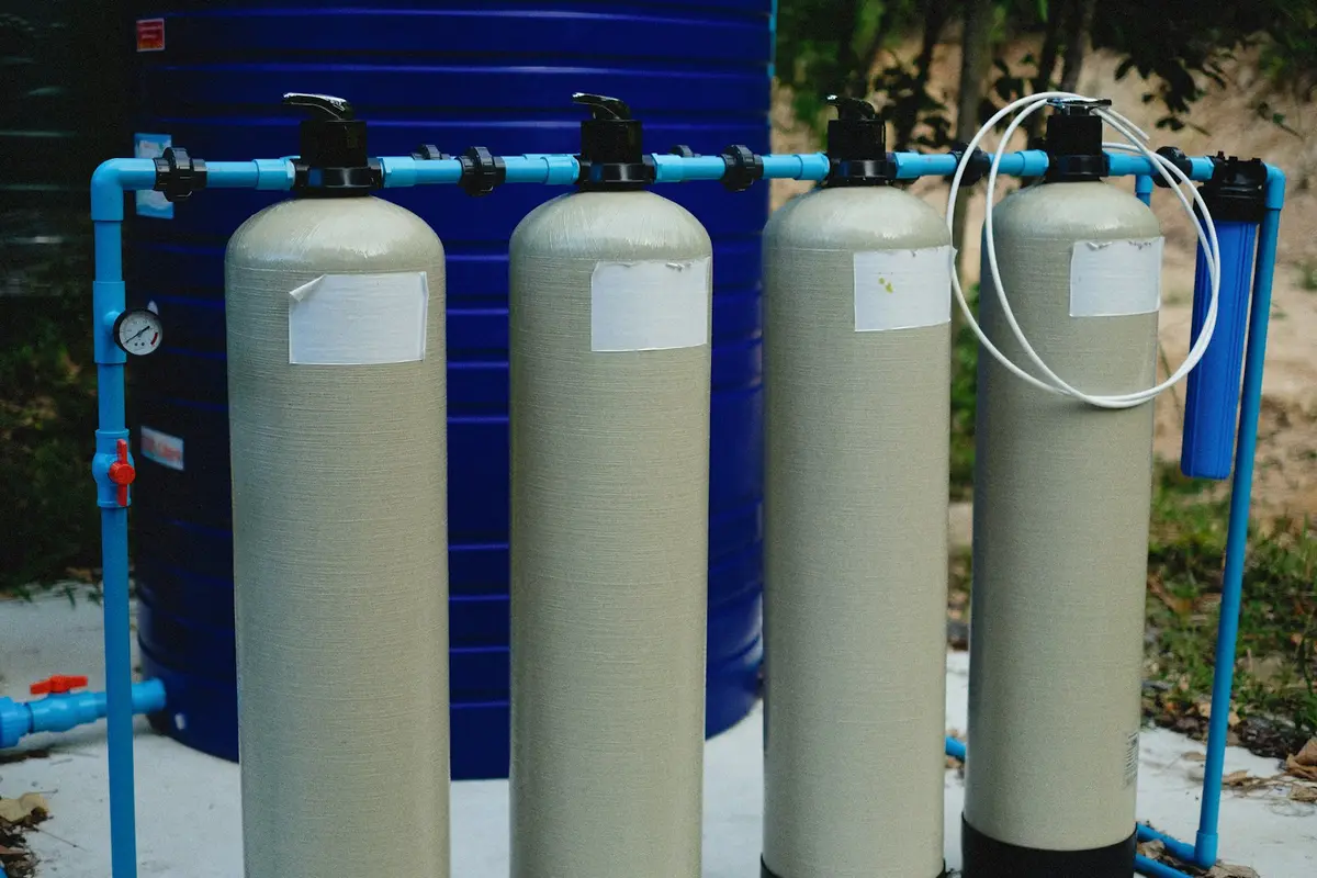 A multi-stage water treatment system with media tanks, well water treatment in Southwest Ranches and Davie